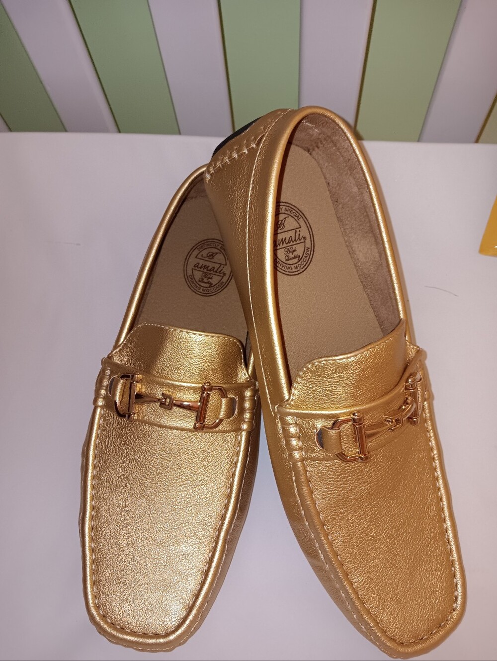 Nwot Men's Amali Gold Driving Moccasins